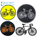 Muestra gratis etiqueta de jacquard reflectante personalizada ciclismo al aire libre bicicleta de montaña insignia tejida prenda parches de bicicleta bordados